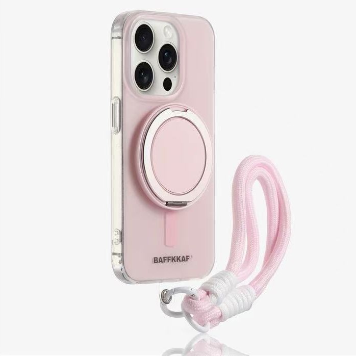 Funda magnética simple de color sólido con soporte 360° para iPhone 17 Pro Max/16, correa para teléfono Apple 14/15 para mujer