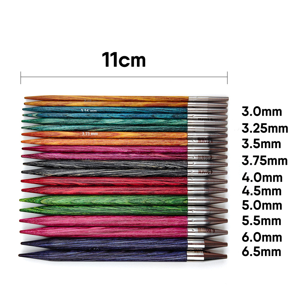 Herramientas de tejido transfronterizo pulido a mano de madera sintética anillo de color mágico Traje de aguja un conjunto de 10 pares 2,75-6,0mm