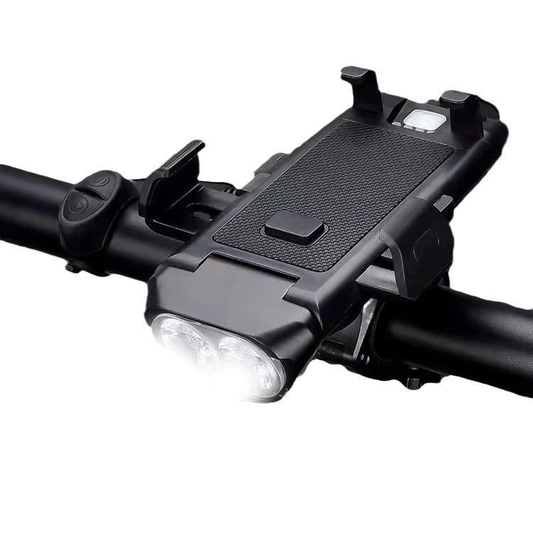 Luz con bocina para bicicleta de montaña, bloqueo con botón pulsador, luz con soporte para teléfono móvil, faro cuatro en uno para bicicleta, luz con soporte para teléfono móvil con navegación