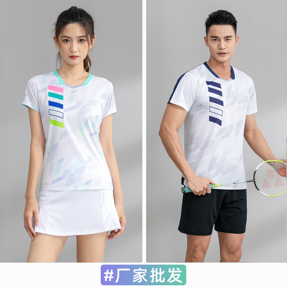 New Summer Badminton Suit suit Women's Long Sleeve Sports suit Printed Men's Volleyball Ping Pong Tennis Competition Training