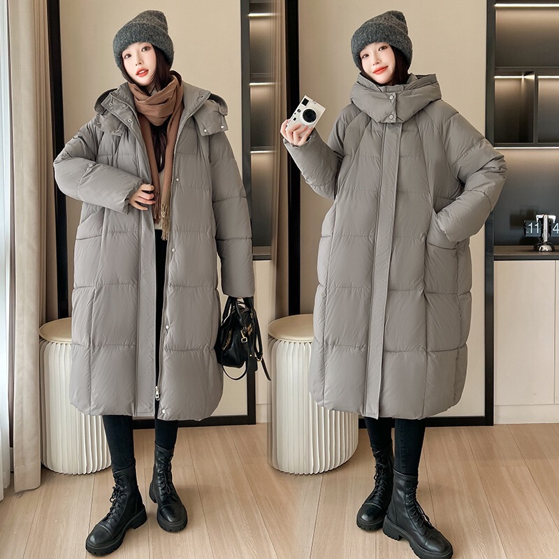 俄罗斯大码冬季加厚长款过膝宽松版棉服时尚新款保暖女连帽外套|undefined