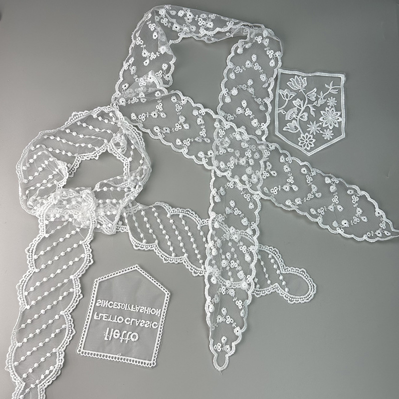 Super Fairy Head Flower 2025 Lace Long Scarf Scarf French Hair Band Embroidered Thin Pocket Small Scarf