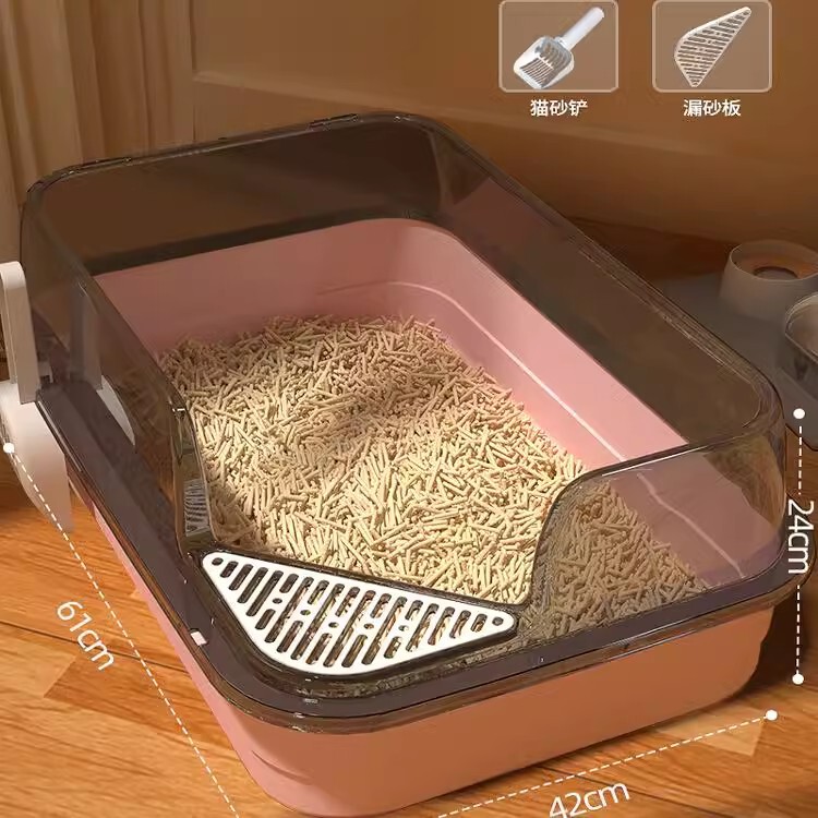 超大型猫砂盆猫トイレ砂盆特大サイズ外はね防止大猫砂盤糞盆半閉鎖巨大猫|undefined