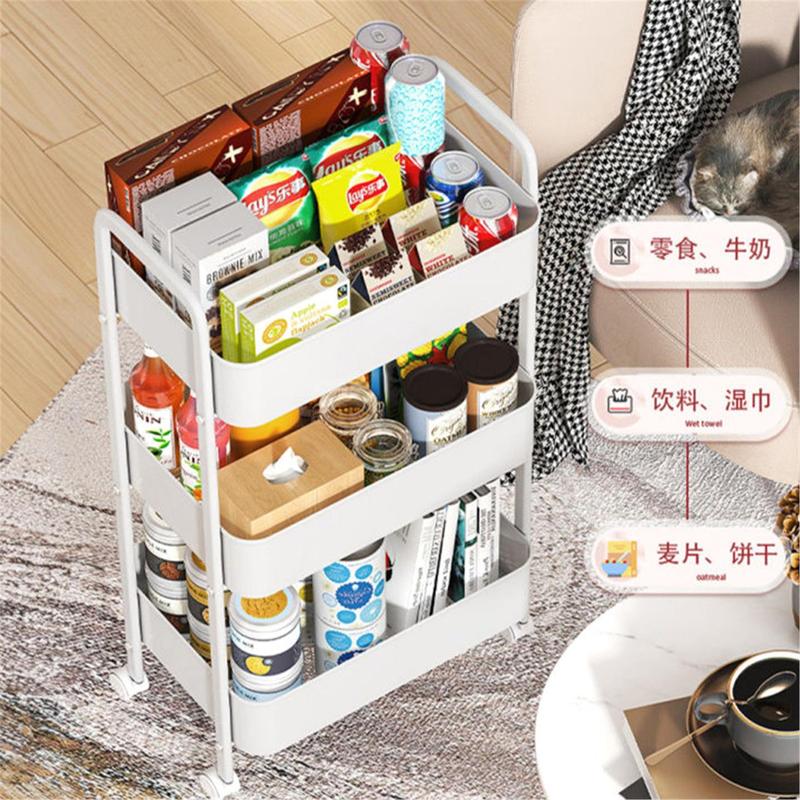 家用小推车置物架客厅零食杂物收纳架厨房卫生间金属储物架|undefined