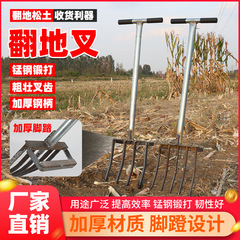 姜叉鋼は地面の神器をひっくり返して土を掘ってニンニクを掘って姜のツールの4歯の5歯のマンガンの鋼の一体の荒地を掘ってネギのフォークを掘ります。