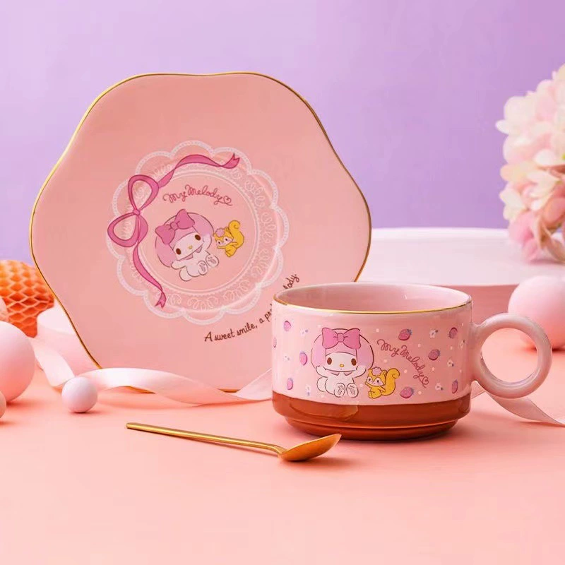 Кружка с персонажами Sanrio, стиль Ins, творческая кофейная кружка для пары, керамическая чашка для воды, офисная кружка