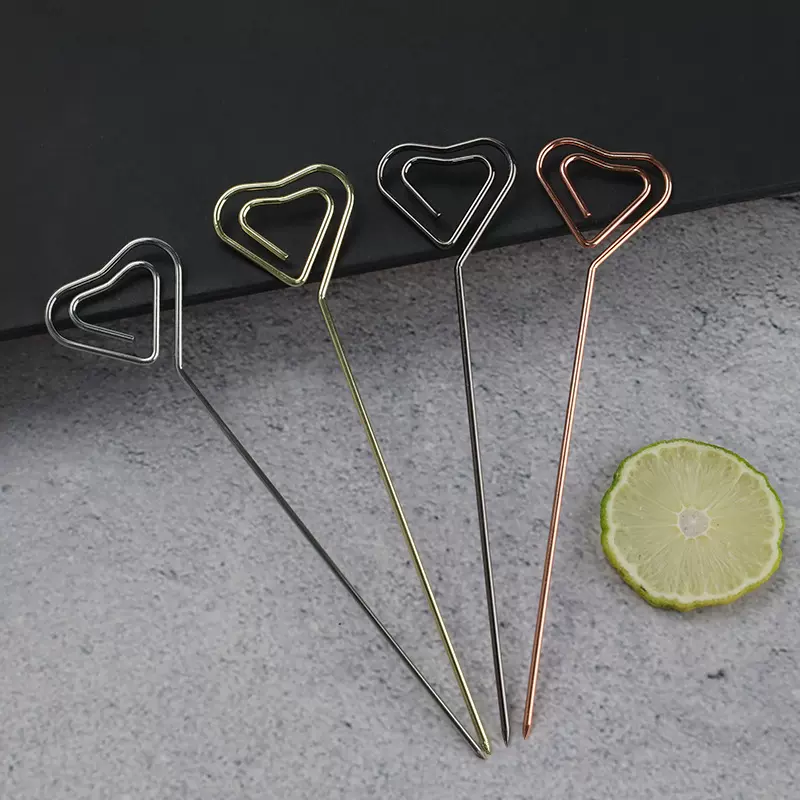 定制爱心型不锈钢创意水果签酒吧蛋糕水果甜点装饰水果叉鸡尾酒寿