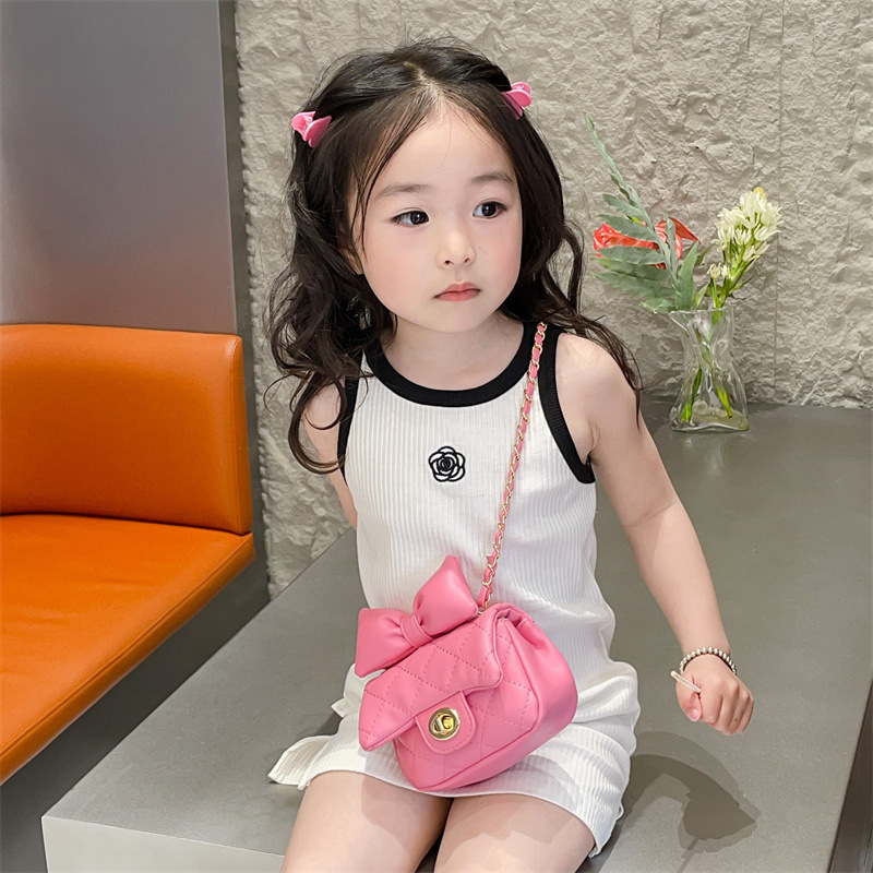 2024 nueva princesa bolsos para niños, niñas arco de arco, mini cadena de viento, bolsos para niñas