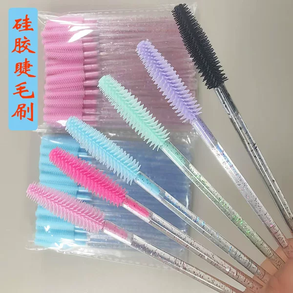 Crystal Rod Silicone Eyelash Brush Eyebrow Brush Onion Powder Makeup Mini Brush Colorful Eyelash Comb Portable for Eyes