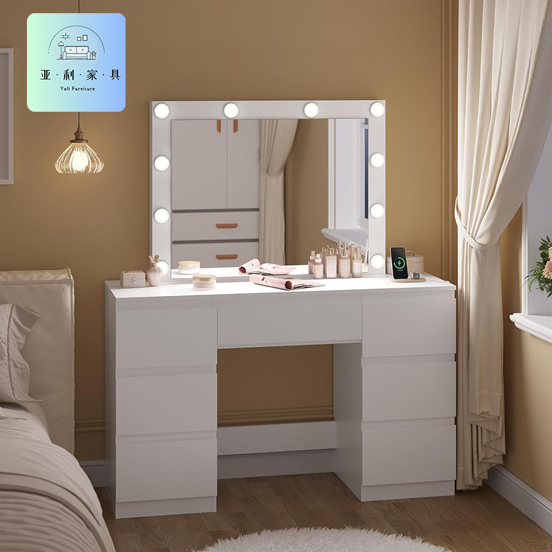 Foreign Trade Dressing Table Manufacturer Directly Supplies Lighted Dressing Table Panel Material Mirror Led Light Adjustable Dressing Table
