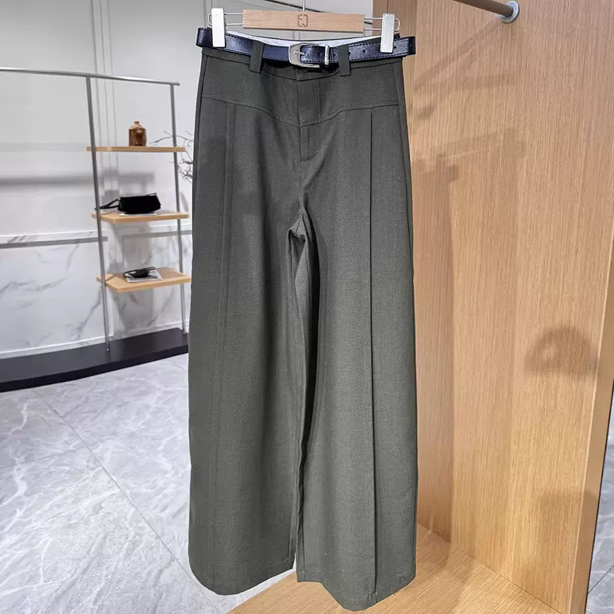 气质通勤风休闲直筒裤2026春季新款高腰显瘦长裤知性风拼接女裤潮