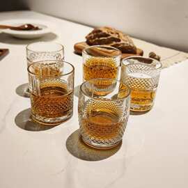威士忌杯洋酒ins玻璃杯欧式烈酒杯加厚啤酒杯玻璃水杯酒吧酒具