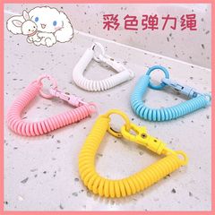 Macaron color anti-lost card holder spring rope work card lanyard elastic rope elderly student access card lanyard