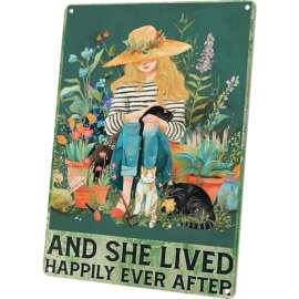 Wallors 园艺礼品户外花园装饰金属花园标志 - And She Lived Hap