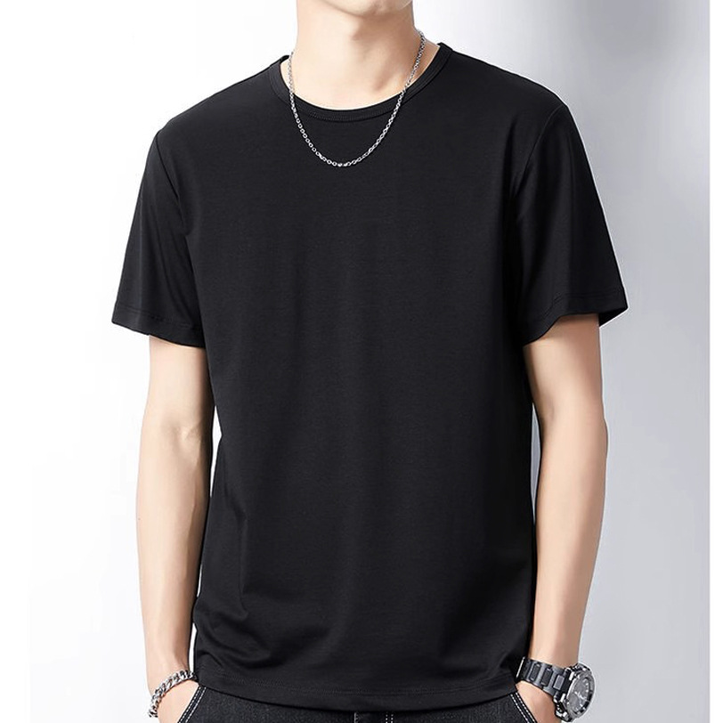 Camiseta modal para hombre, manga corta, cuello redondo, camisa suelta vieja, media manga delgada, camiseta de verano para hombre de talla grande