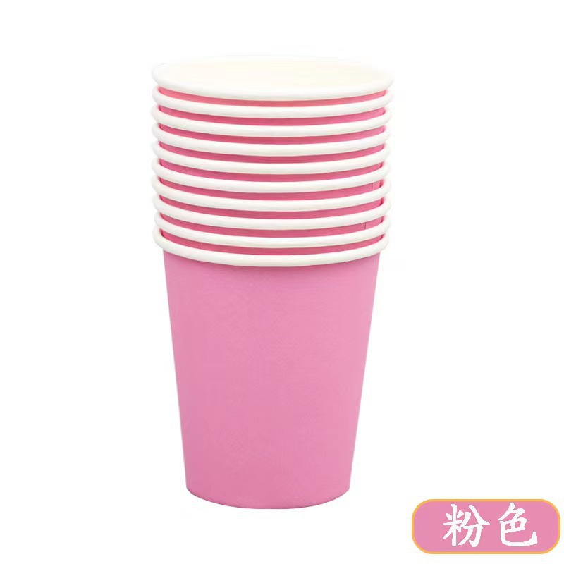Decoración de la fiesta de picnic tazas novedosas de color sólido con rayas de cumpleaños suministros de tazas de papel desechables coloridas