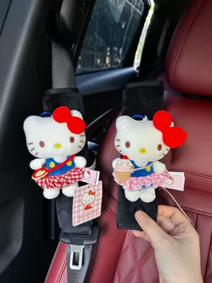 Pads Car Seat Belt | Sürətlər qutusu və əl tormozu başlıqları - authentic-kt-shoulder-pads-black-plush-red-knot-pink-plaid-skirt-red-plaid-skirt-two-pieces