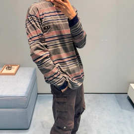 正确版现货原标MU家25S条纹平纹针织圆领长袖T恤男女同款休闲宽松