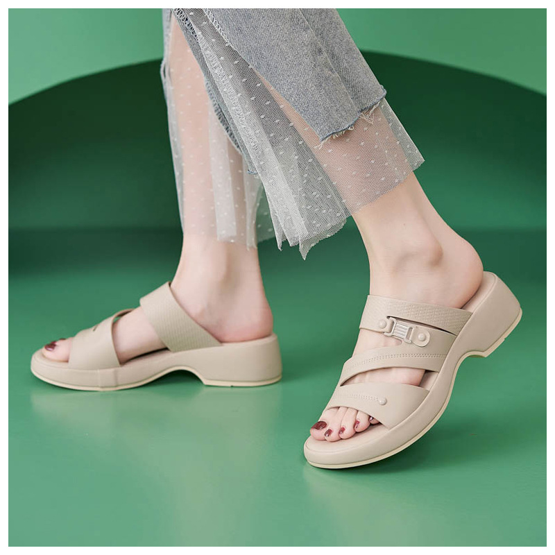 Dép sandal nữ quai chữ V đế xuồng đi biển chống trượt cỡ lớn V222-2 — Màu đen, Màu xanh lá, Màu mơ chi tiết 6