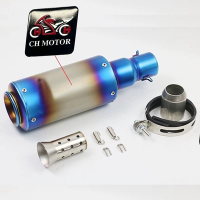 Motorcycle exhaust muffler, street-style: Exhaust pipe - mid-length-half-blue