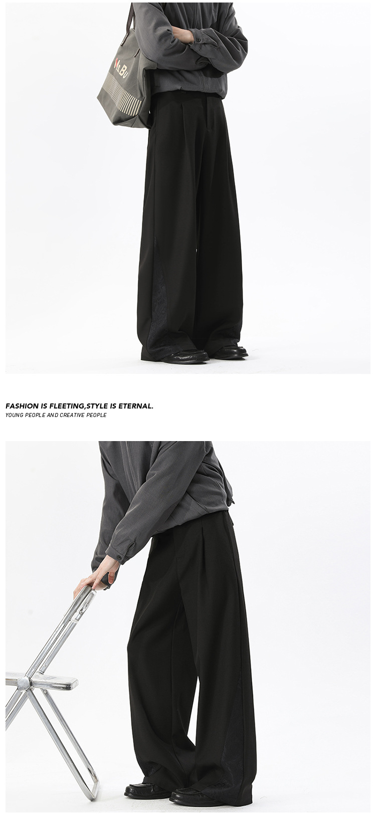 Men's Chinese-style Casual Trousers With Dark Pattern Splicing_voghion.com