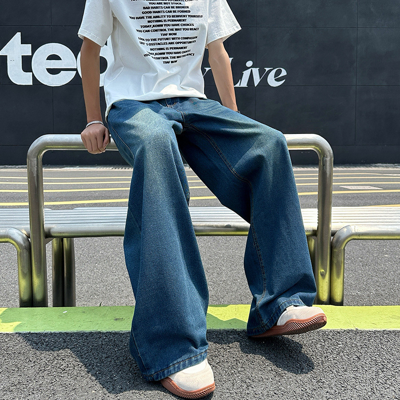 Jean homme large style rétro coupe droite ample tendance_voghion.com