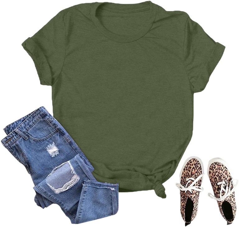 En stock Comercio exterior al por mayor transfronterizo de color sólido en blanco suelta más tamaño manga corta Camiseta hombres y mujeres mismo deseo de Amazon image 1
