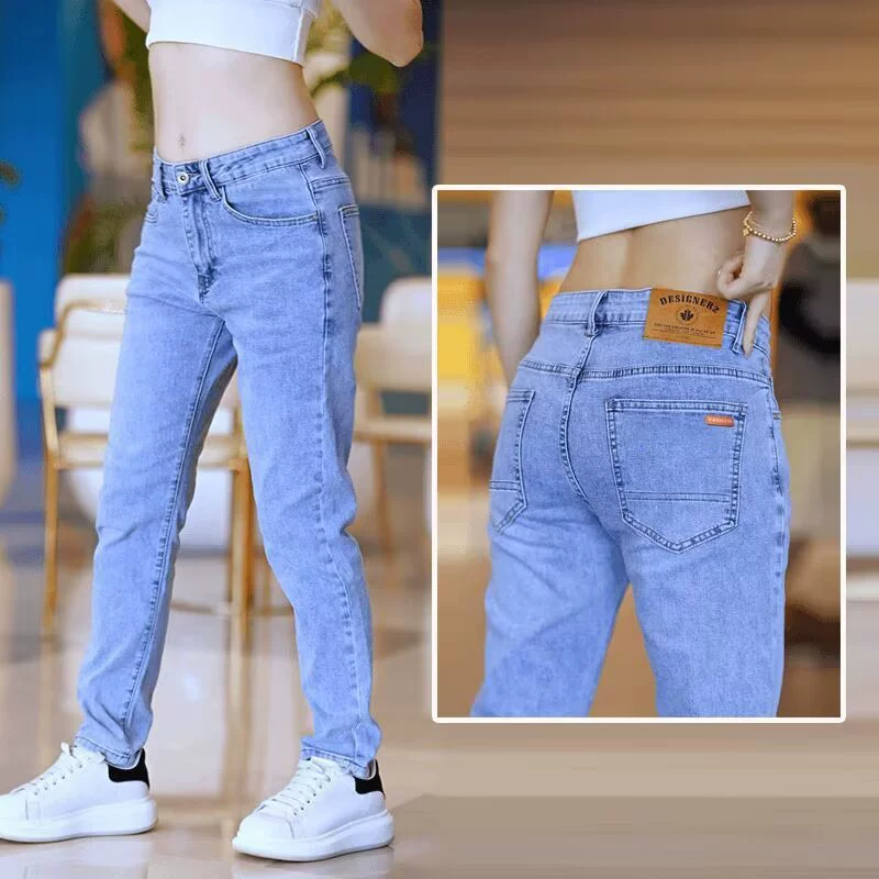 Высококачественная весенняя и осенняя стирка светло-синие джинсы мужские тонкие эластичные стройные прямые ноги маленькие корейские модные брюки