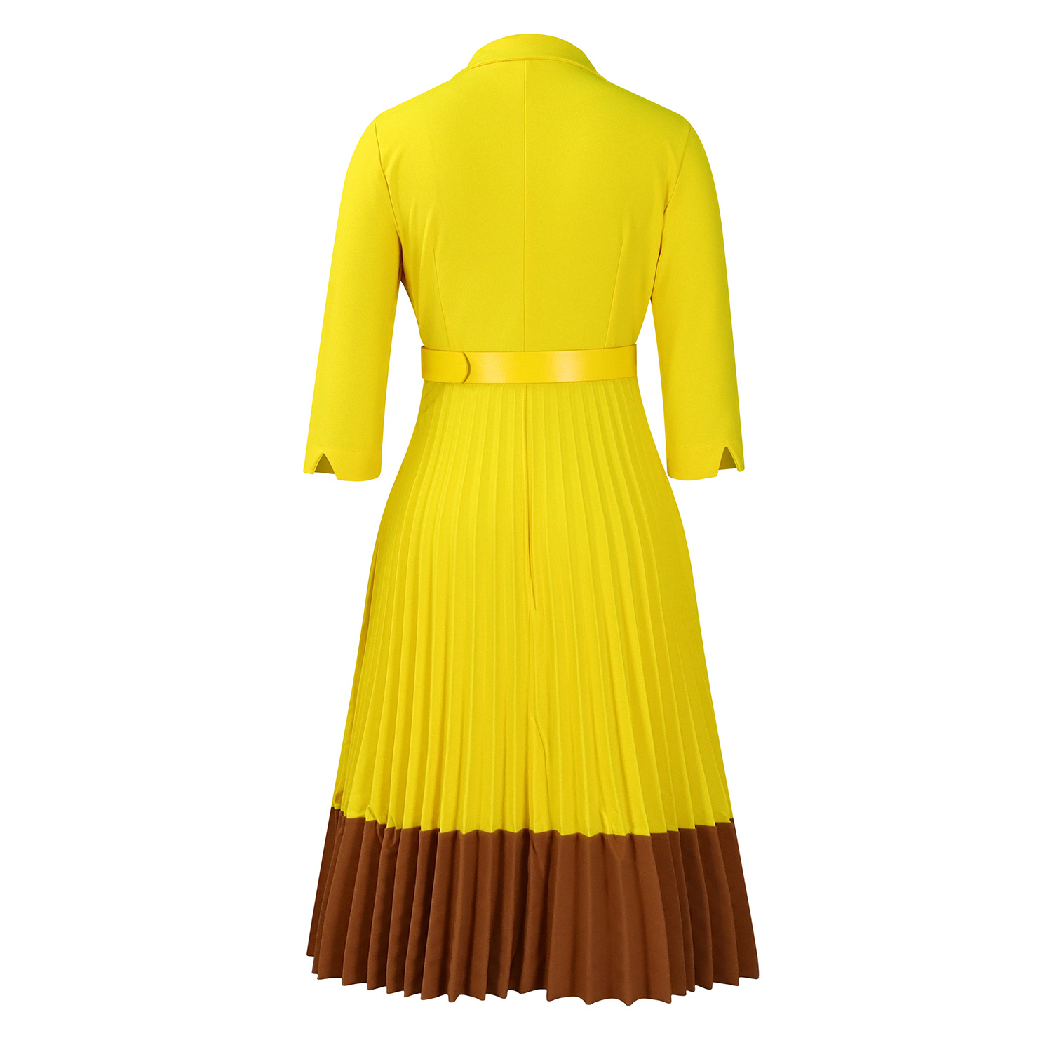 Abbigliamento da donna Autunno e inverno Moda Completo colletto elegante abito plissettato_voghion.com