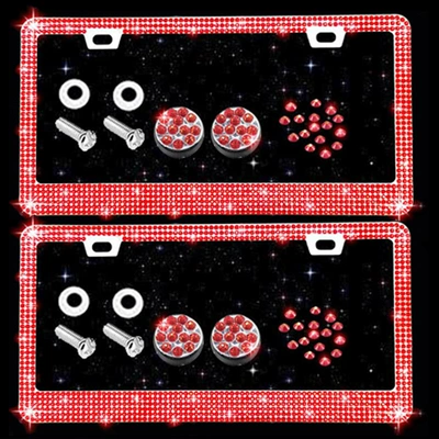 License plate holder/license plate holder | Holder, Car Accessories, Cross-Border Model - red-diamond-2-pieces