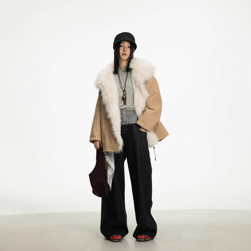 Xu Yiyi Warm Imitation Fur Inner Long Parka Cool Workwear Style 2025 Fur Outwear Winter