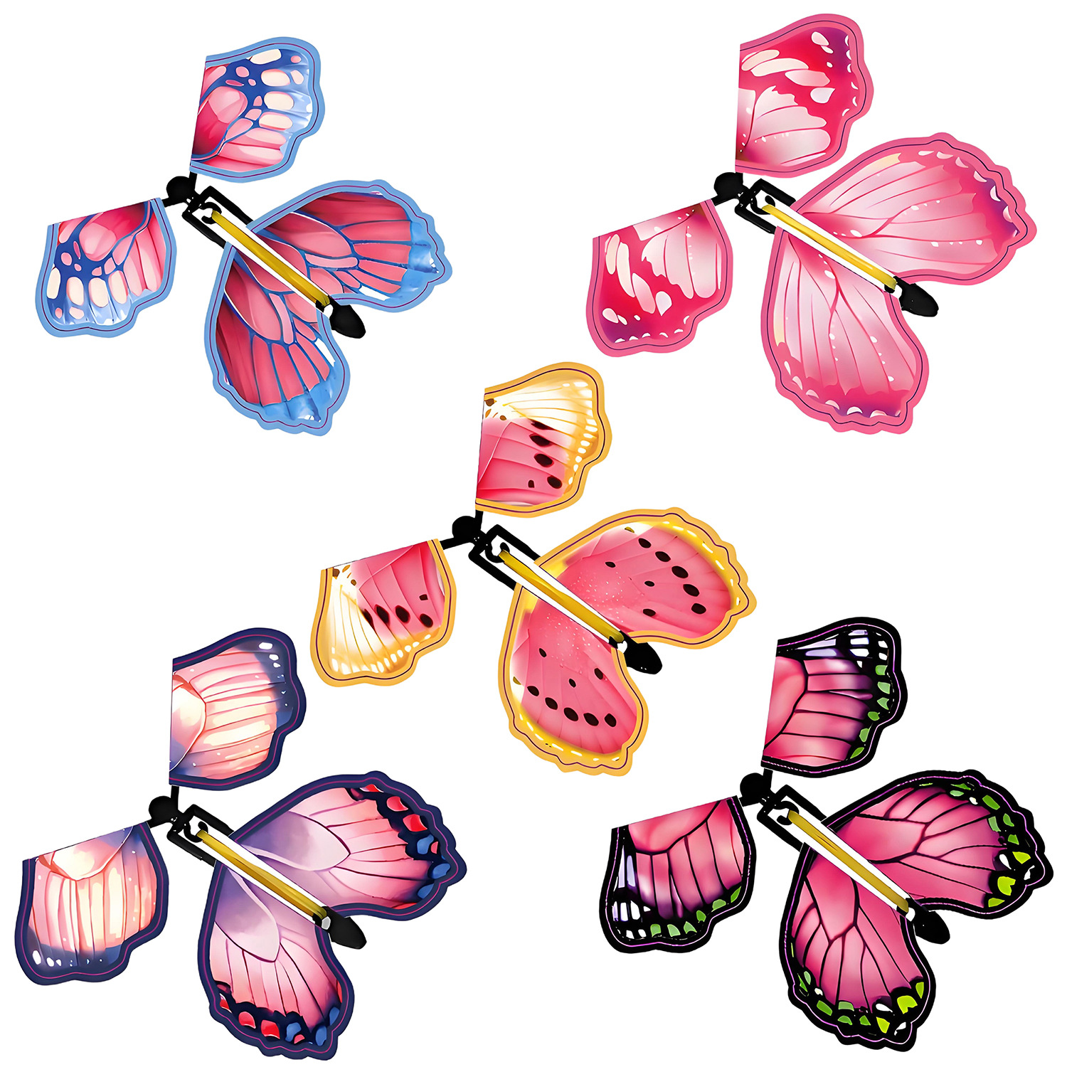 fuchsia magic flying butterfly with butterfly