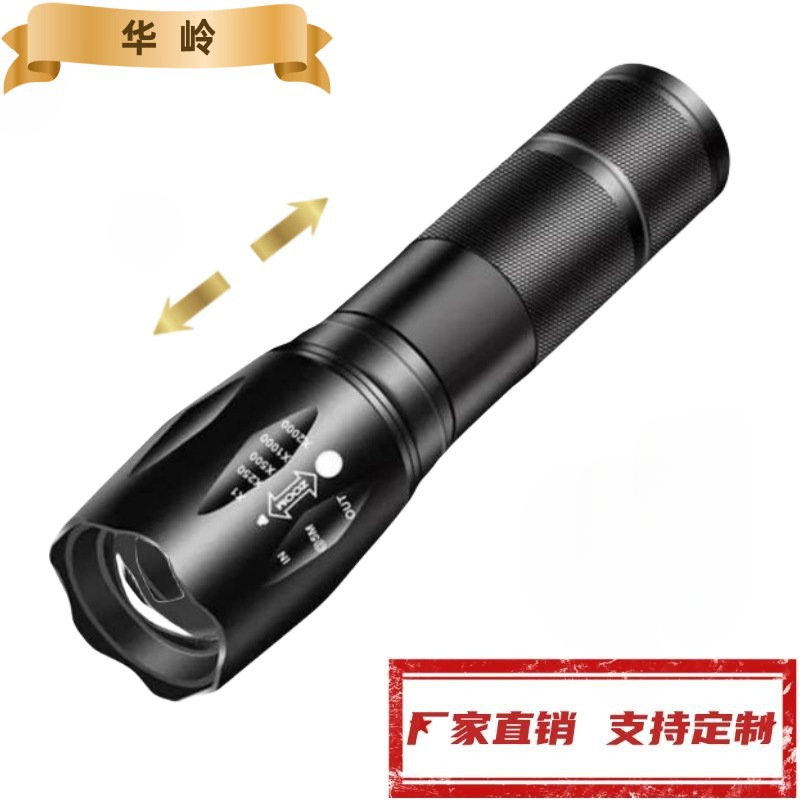 Cruz-frontera T6 de aleación de aluminio linterna portátil LED al aire libre remoto USB carga mini zoom luz fuerte pequeña linterna