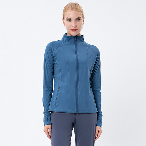  spring new women's yoga wear sports jacket quick-drying stand-up collar long-sleeved running outerwear fitness clothing cross-border