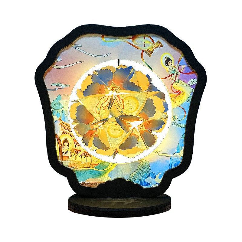 Mogao Grottoes Dunhuang Creative Handmade DIYPaper Sculpture Lamp3 DThree-dimensional Paper Art Lamp Gift Gift Small Ornaments
