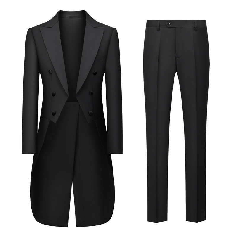 Tuxedo men's performance stage suit performance band conductor dress suit plus size long tail magic costume men
