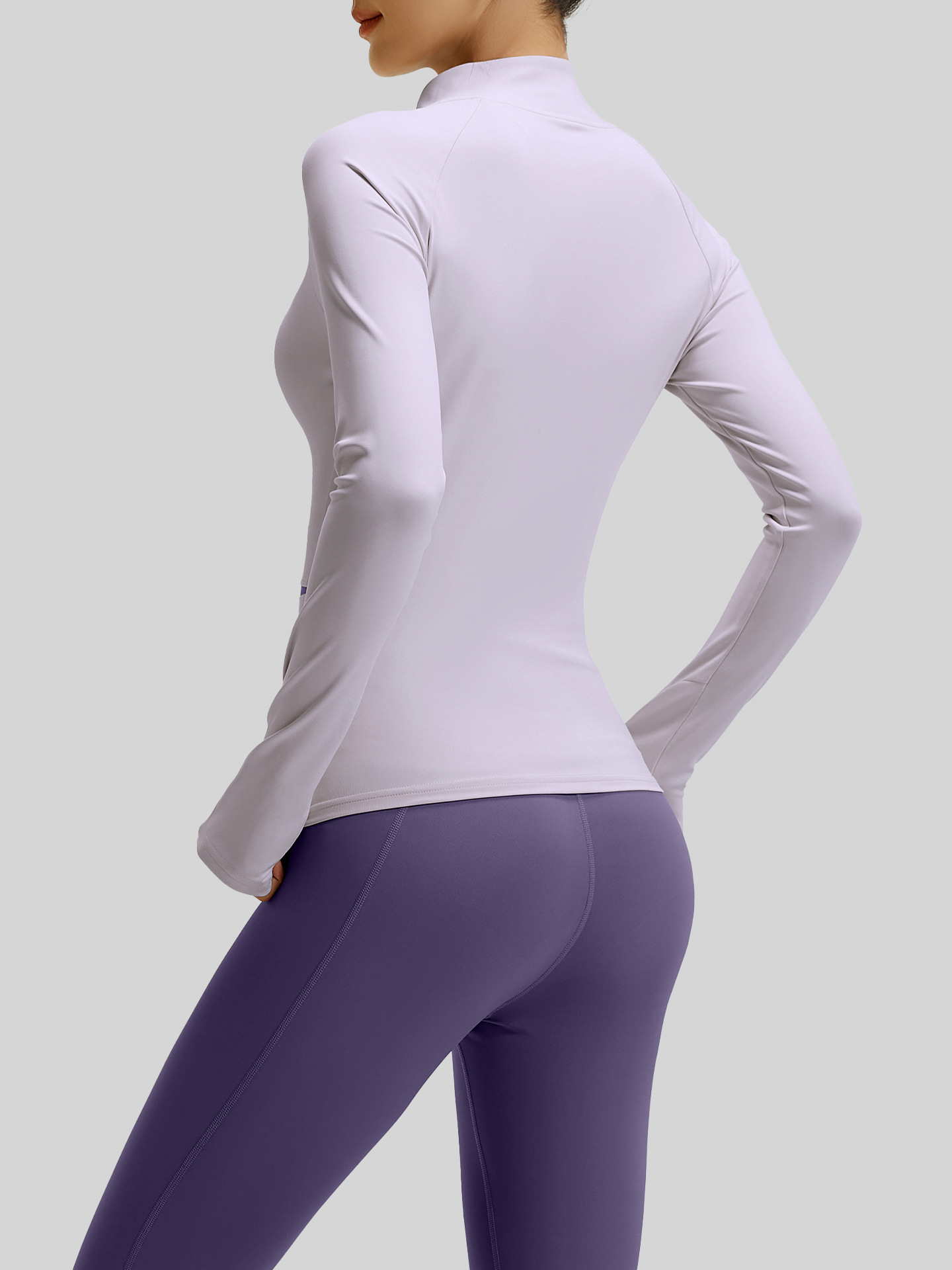 Conjunto de tres piezas Juyitang en color melocotón, traje de yoga con efecto segunda piel, traje deportivo ajustado para mujer