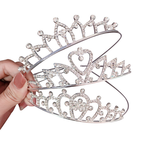 New children's rhinestone crown hair hoop hair comb cute princess girls hair accessories baby crown hair accessories bridal headwear