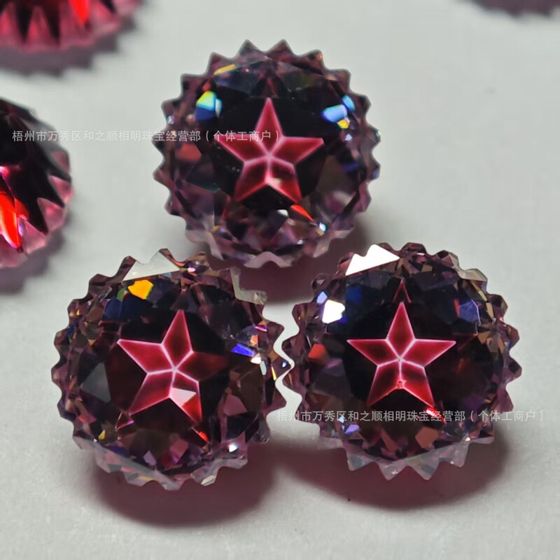 Super Beautiful Candy Heart Ferris Wheel Star Cut Two-Color Five-Pointed Star Sparkling Earrings Ring Inlaid with Loose Stones Xiaohongshu Hot Style