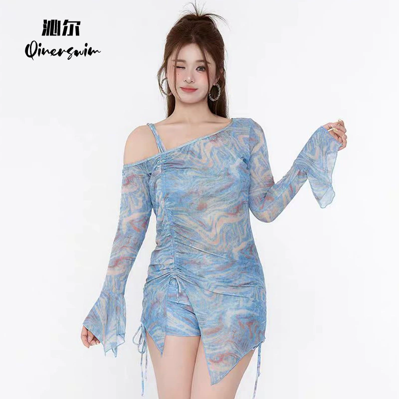 Купальник большого размера женский сплит-тройной набор бикини с длинными рукавами