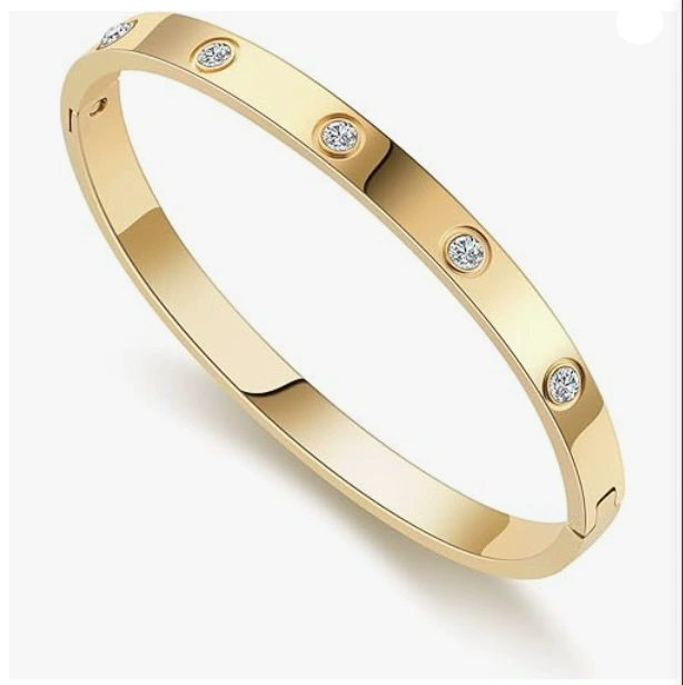 Золотые браслеты женские cubic zirconia из нержавеющей стали браслет