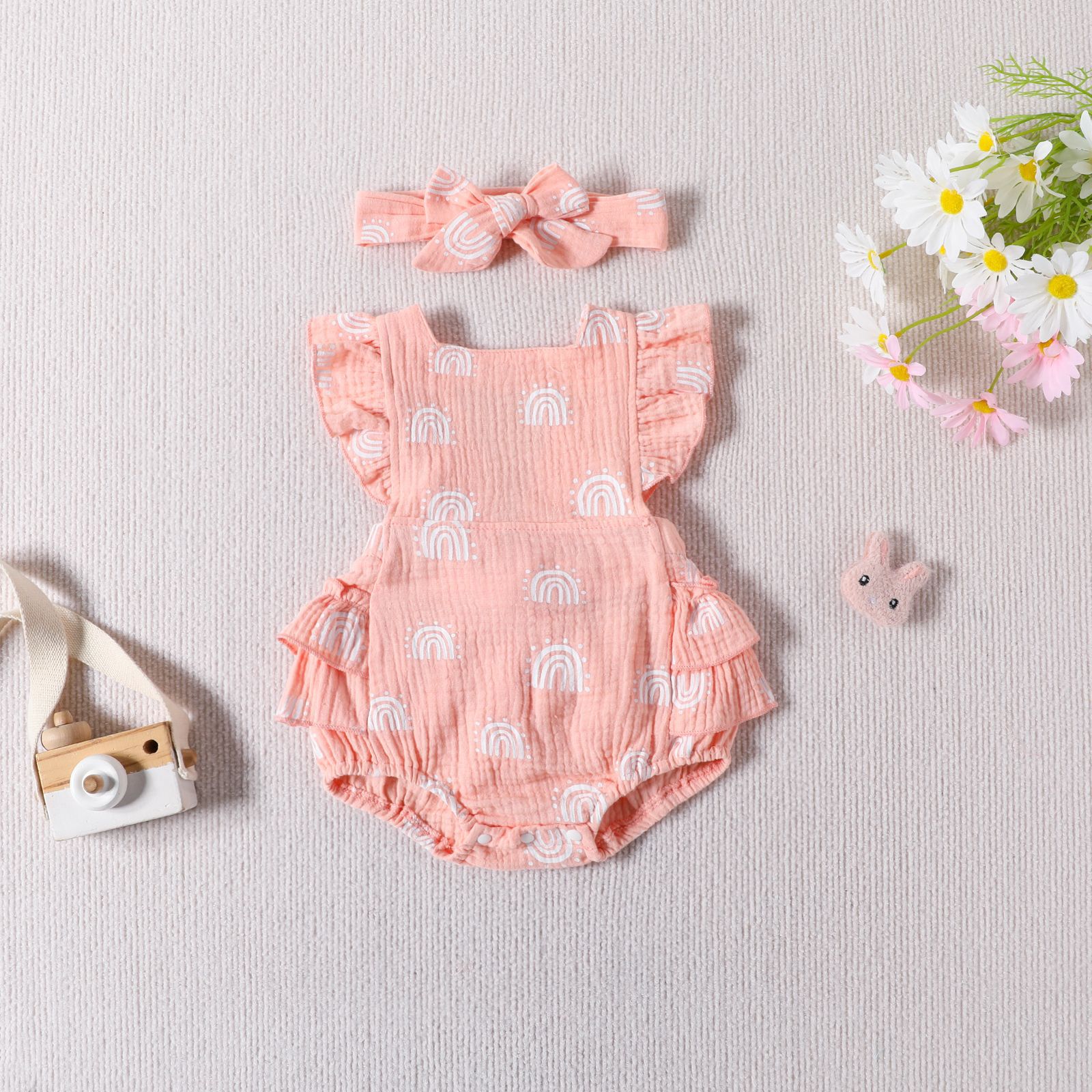 Baby(0-2Years) Age Group Regular Fit Fit Type Cute Rainbow Cotton Baby Rompers
