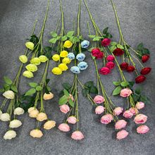 仿真玫瑰花6头玲珑玫瑰居家酒店婚礼婚庆影楼酒店布置装饰插花绢