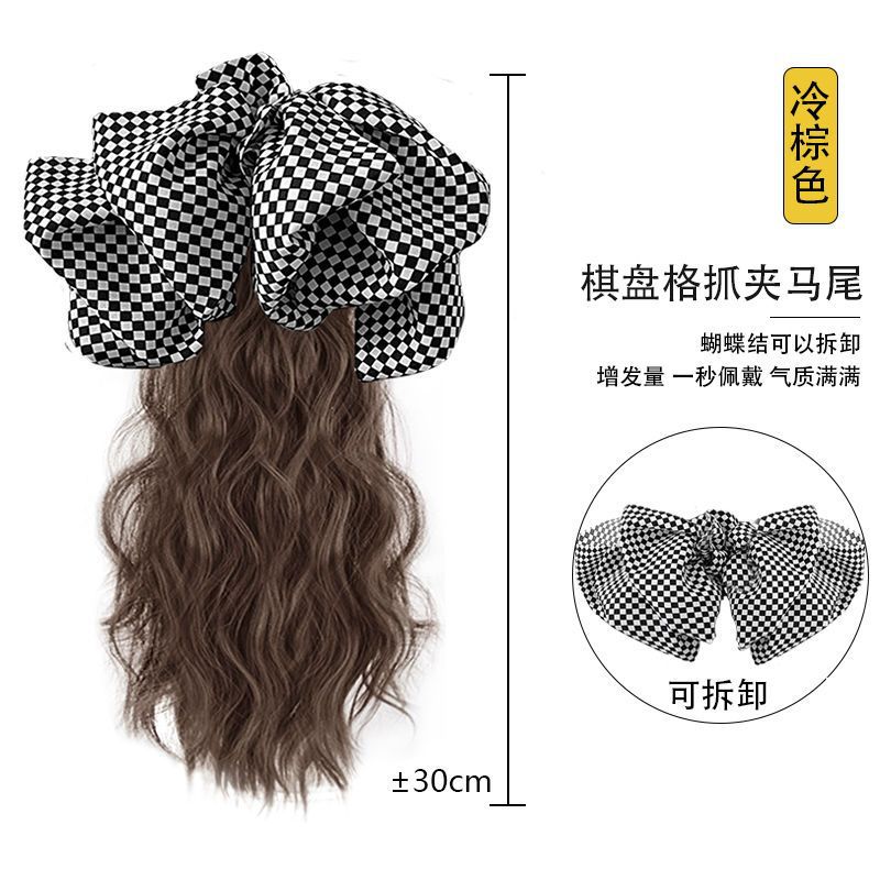 Peluca Cola de caballo Arco peluca con clip alta Cola de Caballo hembra natural mullido Pelo Rizado simulación Cola de Caballo peluca trenza