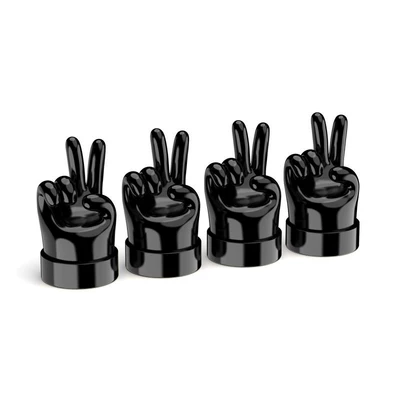 Vehicles, Motorcycles, and Automobiles, Universal — valve - black-biye-gesture-4-pack-valve-cap