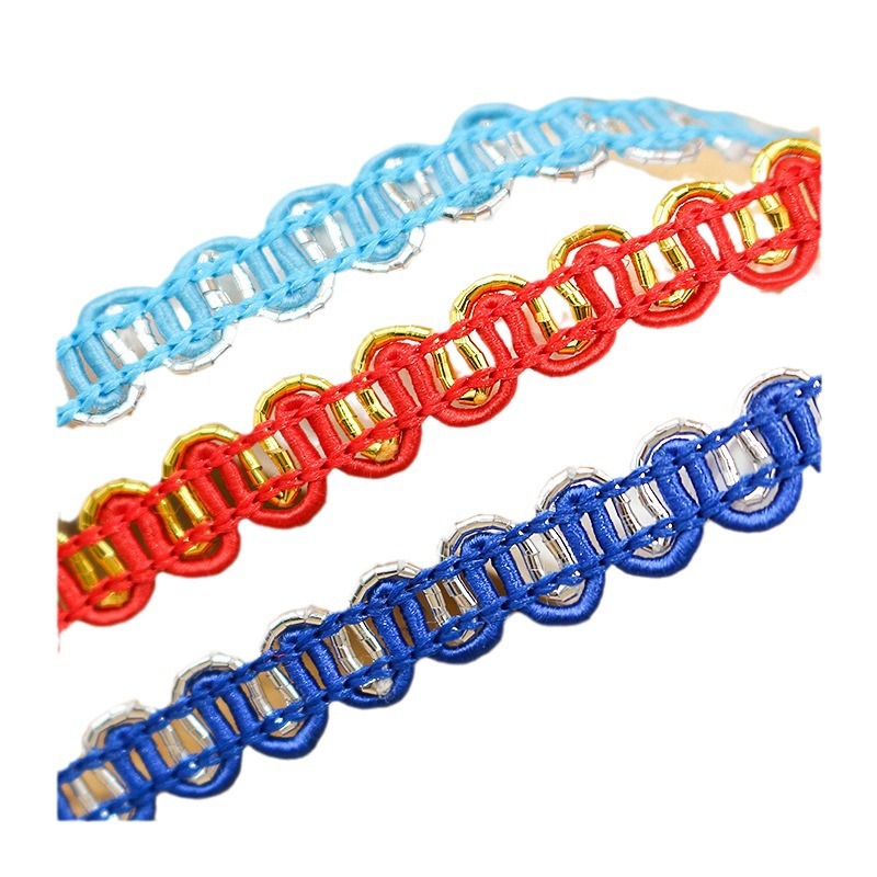 [10 M una tarjeta] 7mm de ancho de dos colores oro y plata ola pequeño encaje DIY ropa para niños cortina ropa de mujer accesorios decorativos