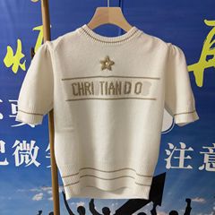 天花板深圳南油小香风圆领羊毛短袖毛衣d家针织手工五角星上衣