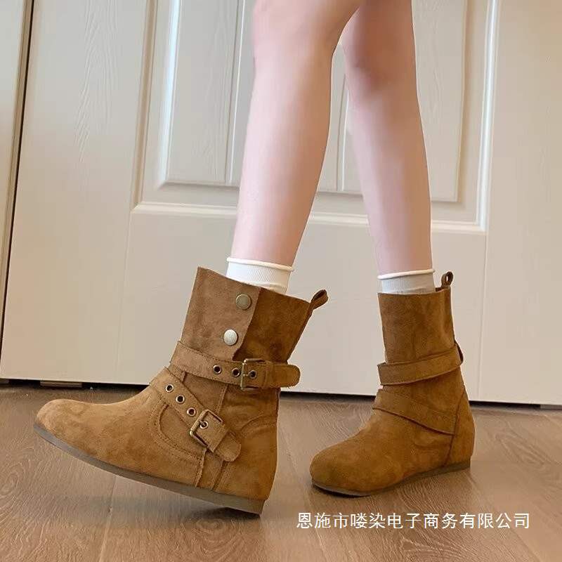 Cowhide Version of Inner Heightening Boots for Women 2025 Autumn and Winter New Retro Versatile Thick-Soled Two-Wear Short Boots for Small People Cowhide Version of Inner Heightening Boots for Women 2025 Autumn and Winter New Retro Versatile Thick-Soled Two-Wear Short Boots for Small People