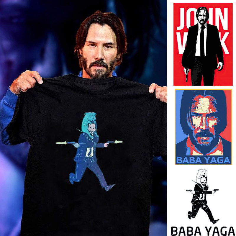 John Wick 3 Merchandise Short-Sleeve T-Shirt Featuring Keanu Reeves' Character, Suitable for Both Men and Women