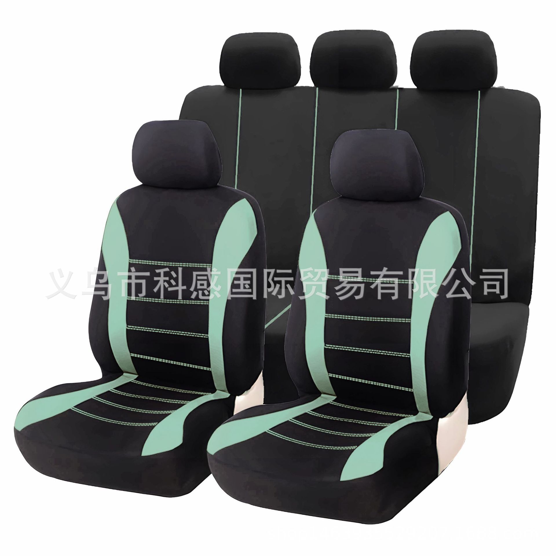 Cross-Border Temu Amazon Mexico Black Waistline Style Universal Five-Seater Car Fabric Seat Cover with Stitching